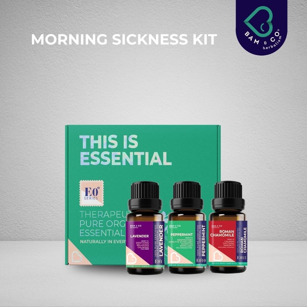 BAM & CO Morning Sickness (Nausea) Relief Kit Organic Essential Oil – 3 Types of Oil 5ml / 10ml